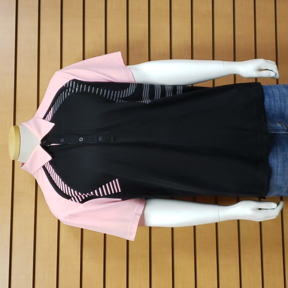 Jamie Sadock Men's Pink and Black Short Sleeve Athletic Polo Size Large